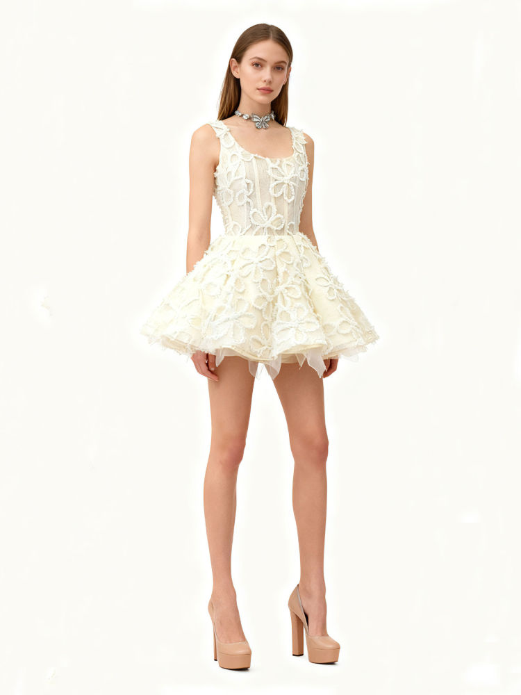 TWOTWINSTYLE Patchwork Flower And Mesh Fashion Dress