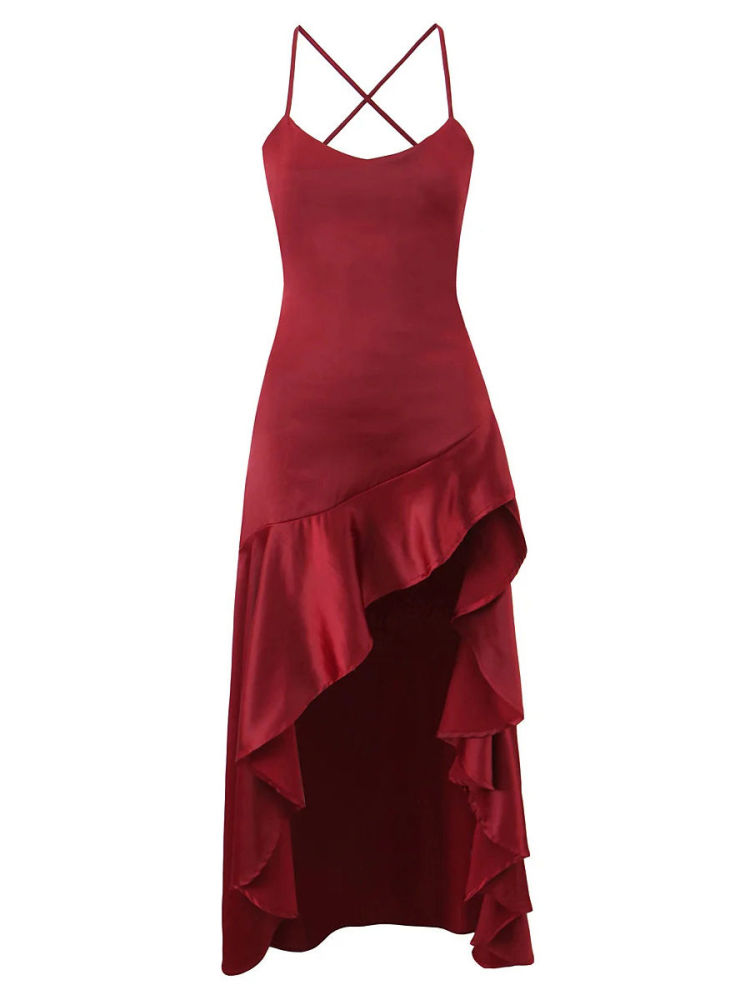 TWOTWINSTYLE Slimming Sleeveless Irregular Hem Dress