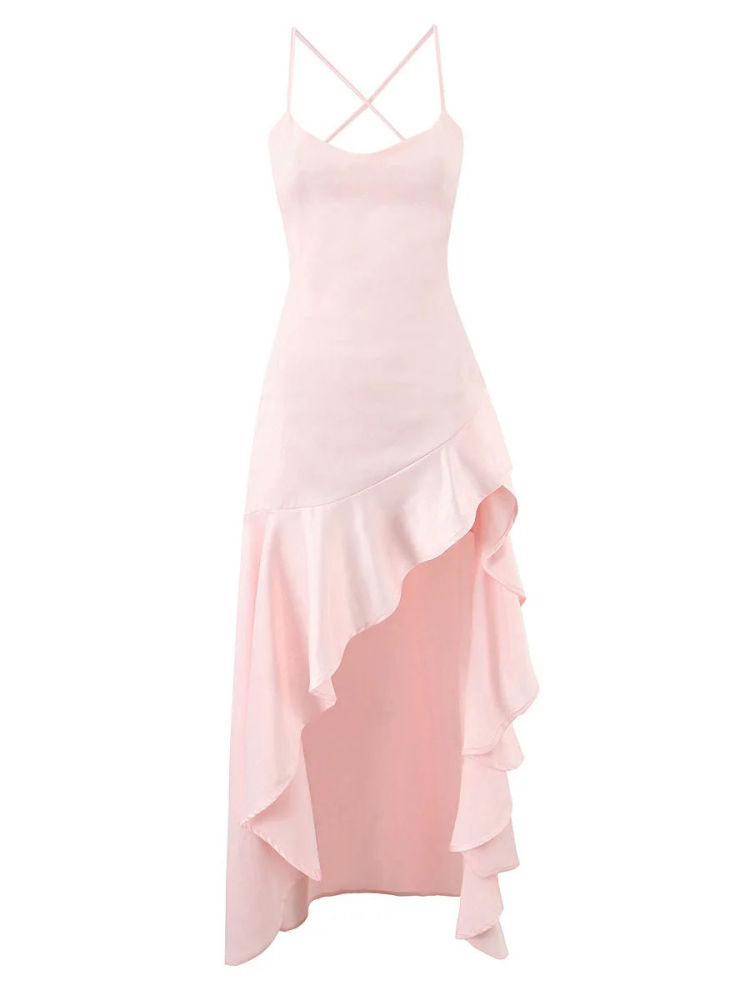 TWOTWINSTYLE Slimming Sleeveless Irregular Hem Dress