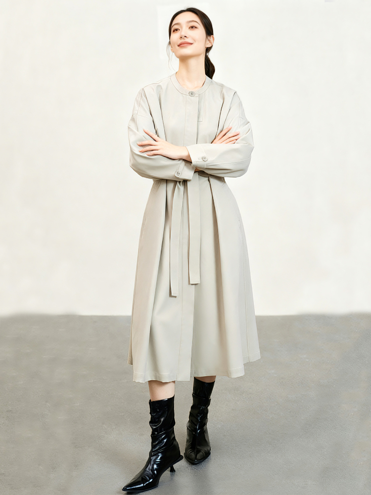 TWOTWINSTYLE Casual Patchwork Belt Windbreaker Jacket