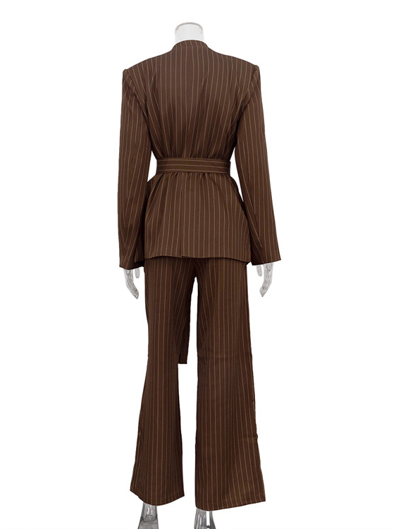 TWOTWINSTYLE V-Neck Tunic Top Loose Pant Vintage Two Piece Set
