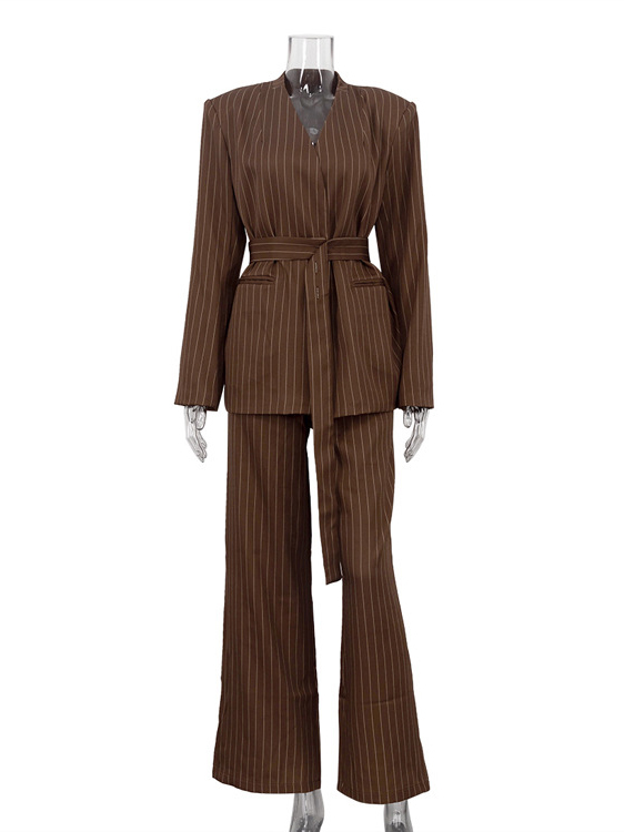 TWOTWINSTYLE V-Neck Tunic Top Loose Pant Vintage Two Piece Set
