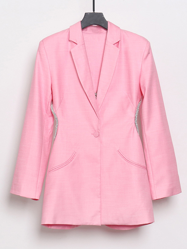 TWOTWINSTYLE Lapel Backless Patchwork Diamond Blazers