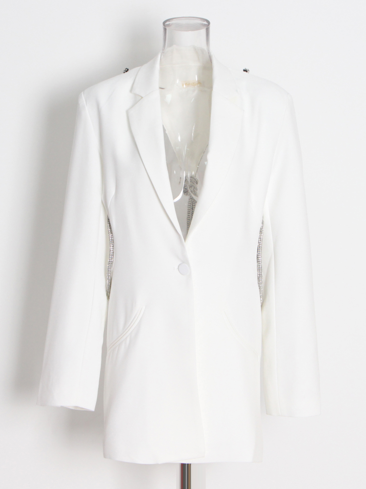 TWOTWINSTYLE Lapel Backless Patchwork Diamond Blazers