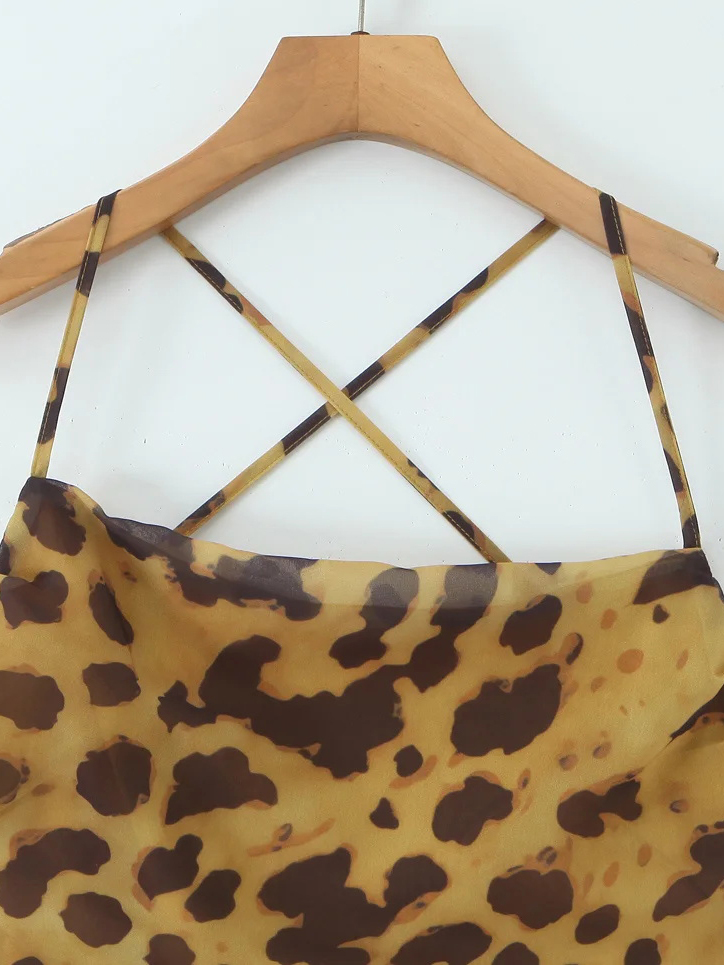 TWOTWINSTYLE Leopard Slimming Backless Sexy Dress