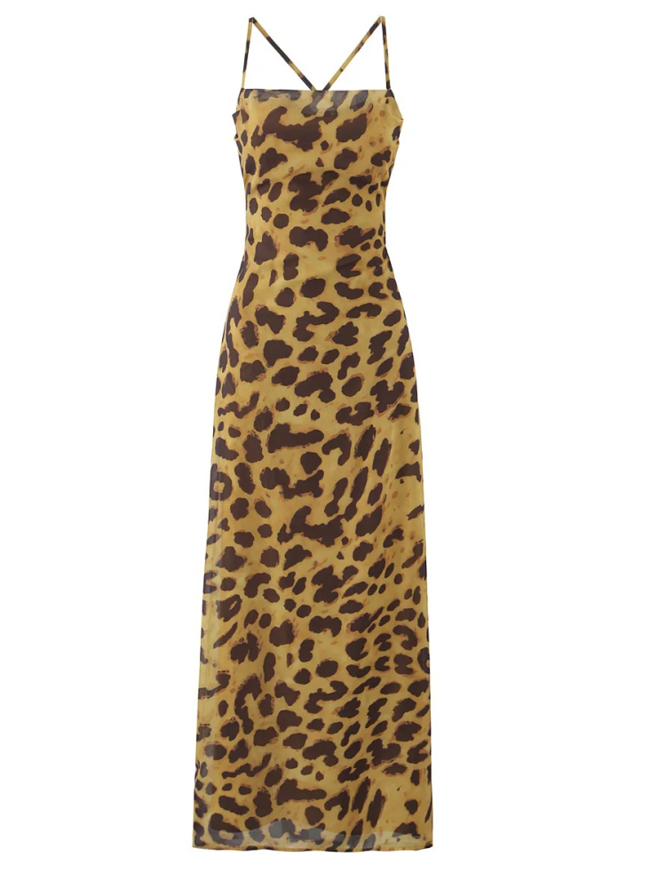 TWOTWINSTYLE Leopard Slimming Backless Sexy Dress