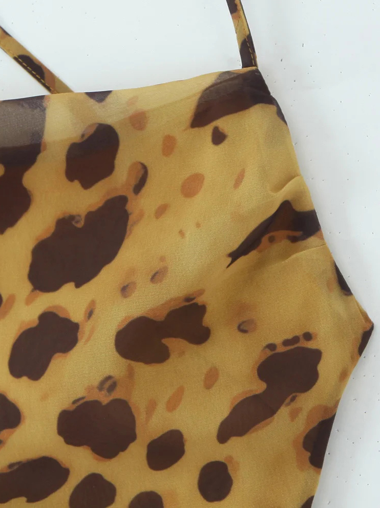 TWOTWINSTYLE Leopard Slimming Backless Sexy Dress