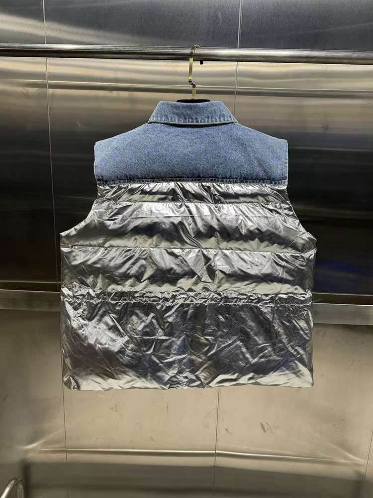 TWOTWINSTYLE Fashion Hit Color Patchwork Denim Coat
