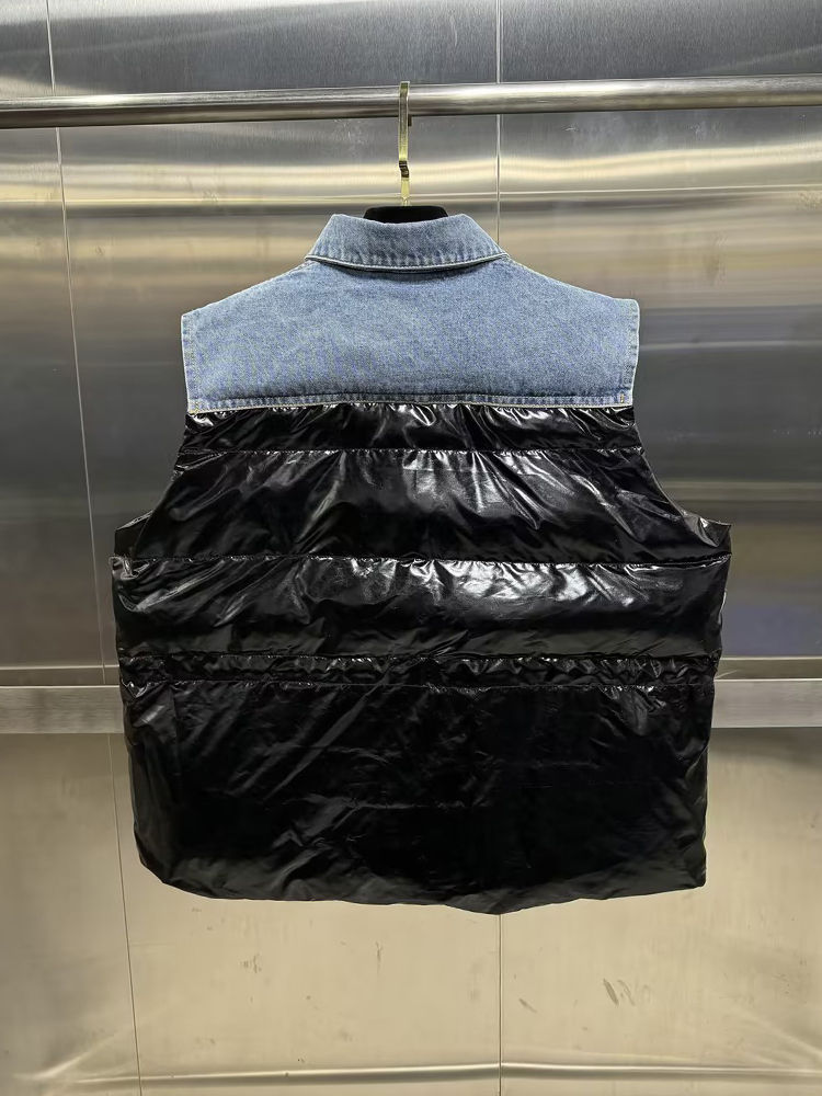 TWOTWINSTYLE Fashion Hit Color Patchwork Denim Coat