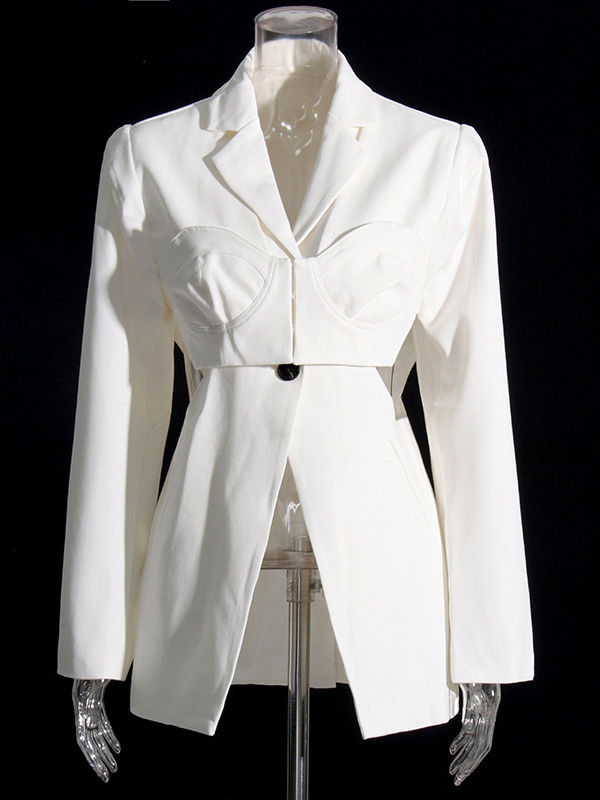 TWOTWINSTYLE Fashion Solid Lapel Hollow Out Blazers