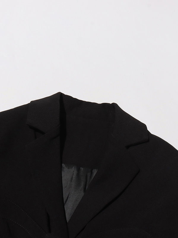 TWOTWINSTYLE Fashion Solid Lapel Hollow Out Blazers