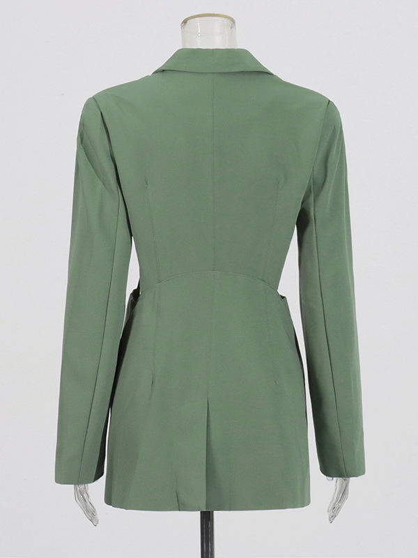 TWOTWINSTYLE Fashion Solid Lapel Hollow Out Blazers