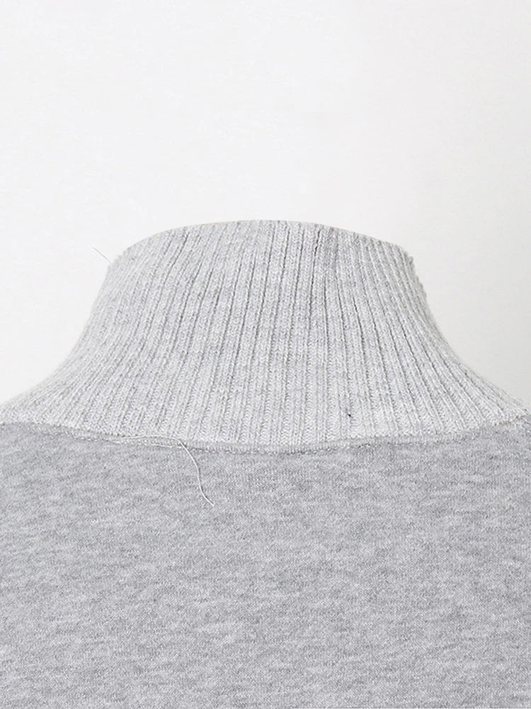 TWOTWINSTYLE Hit Color Turtleneck Casual Sweater
