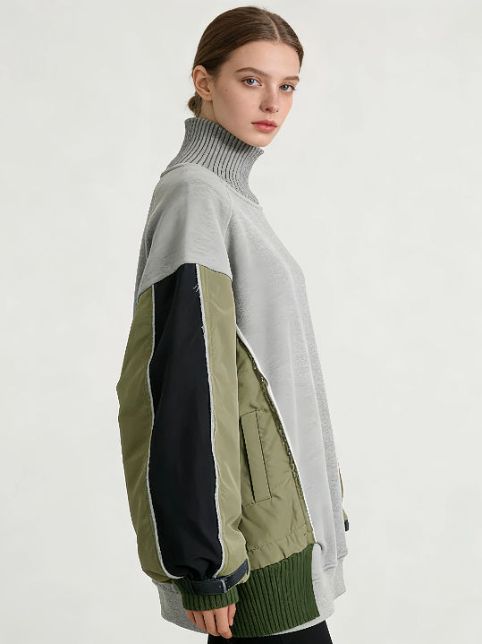 TWOTWINSTYLE Hit Color Turtleneck Casual Sweater