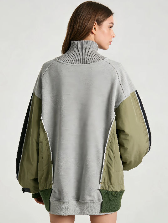 TWOTWINSTYLE Hit Color Turtleneck Casual Sweater