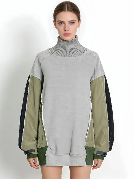 TWOTWINSTYLE Hit Color Turtleneck Casual Sweater