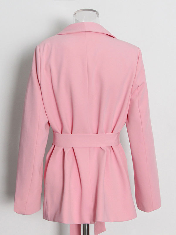 TWOTWINSTYLE Lapel Tunic Patchwork Lace Up Blazers
