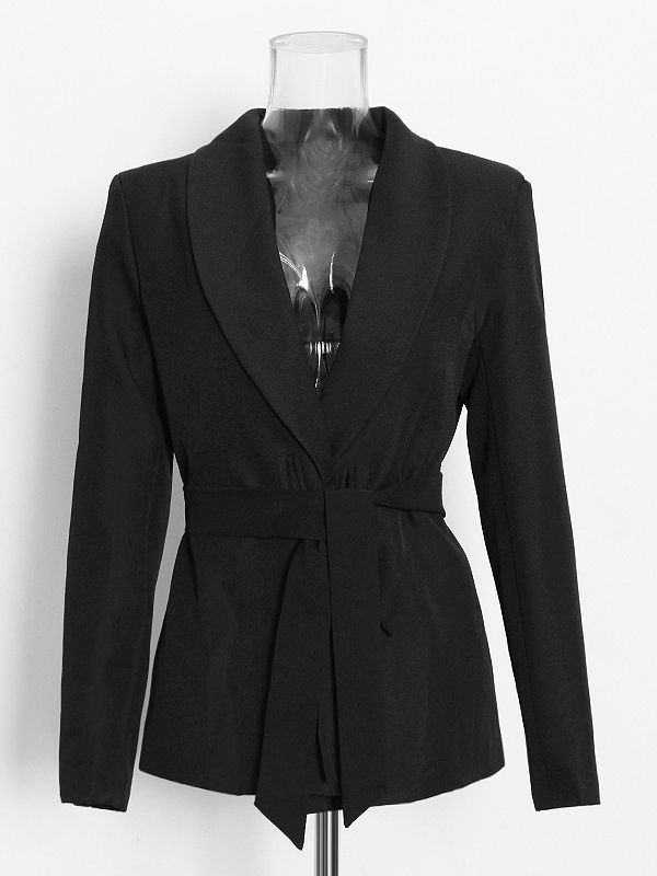 TWOTWINSTYLE Lapel Tunic Patchwork Lace Up Blazers