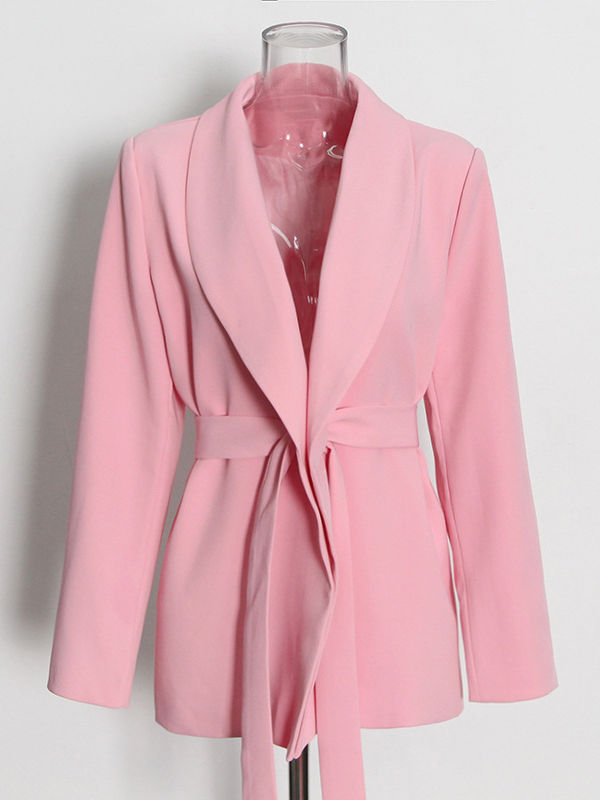 TWOTWINSTYLE Lapel Tunic Patchwork Lace Up Blazers