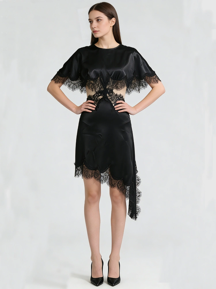 white christmas dresses Asymmetric Off-Shoulder Embellished Lace Gown - Luxury Evening Dress main image 1