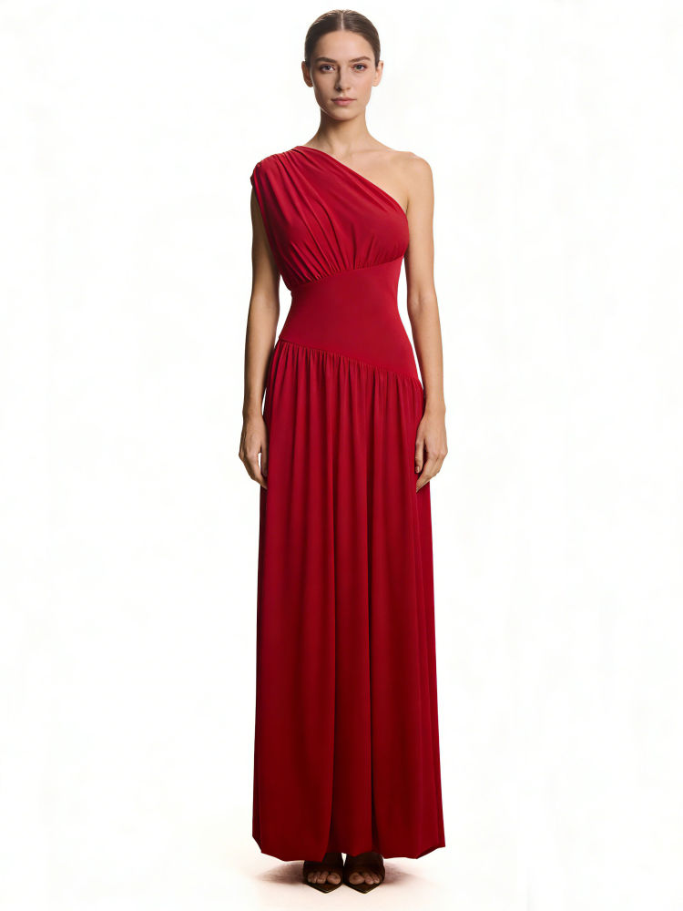TWOTWINSTYLE Minimalist Off One Shoulder Tunic Midi Dress