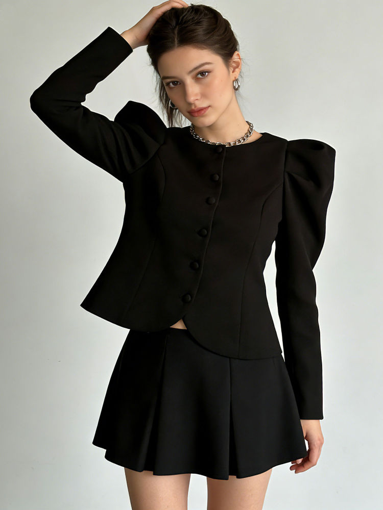 TWOTWINSTYLE Minimalist Rched Single Breasted Coat