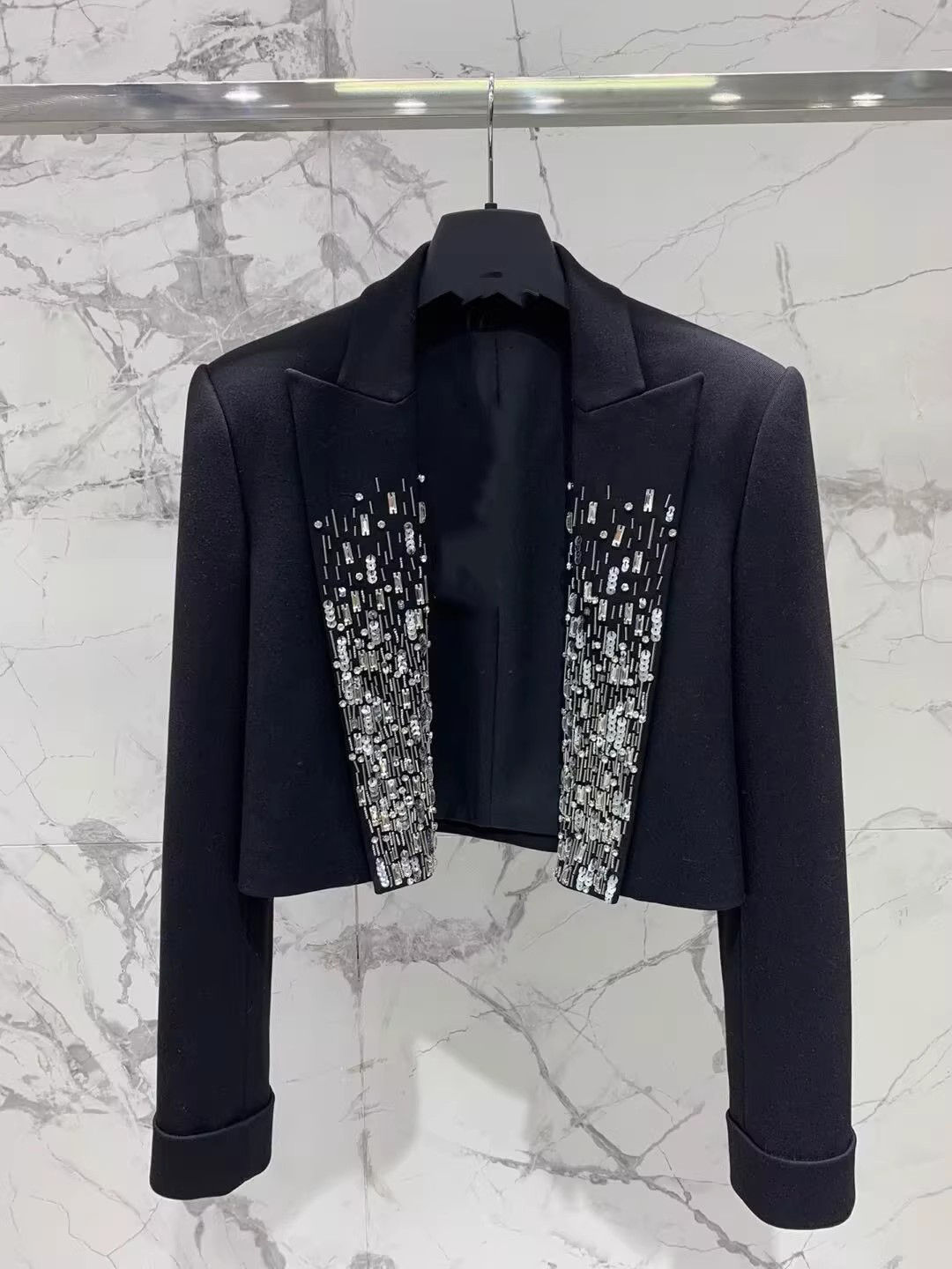 TWOTWINSTYLE Temperament Solid Patchwork Sequins Blazers