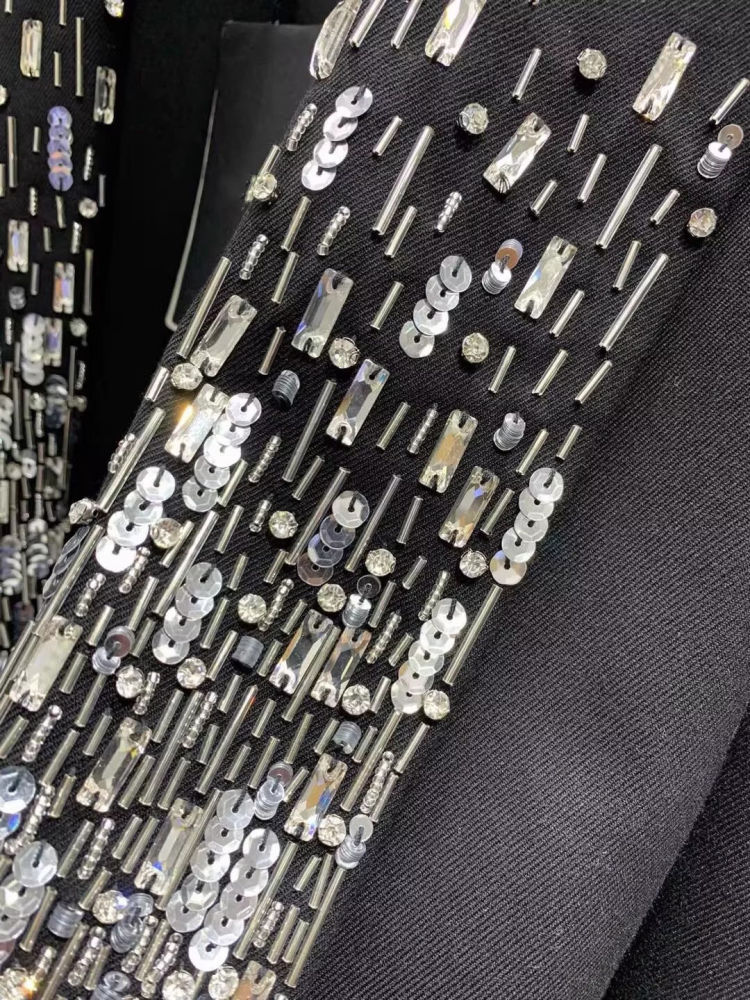 TWOTWINSTYLE Temperament Solid Patchwork Sequins Blazers