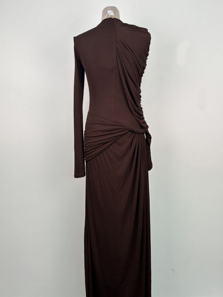 TWOTWINSTYLE Slimming Patchwork Pleated Maxi Dress