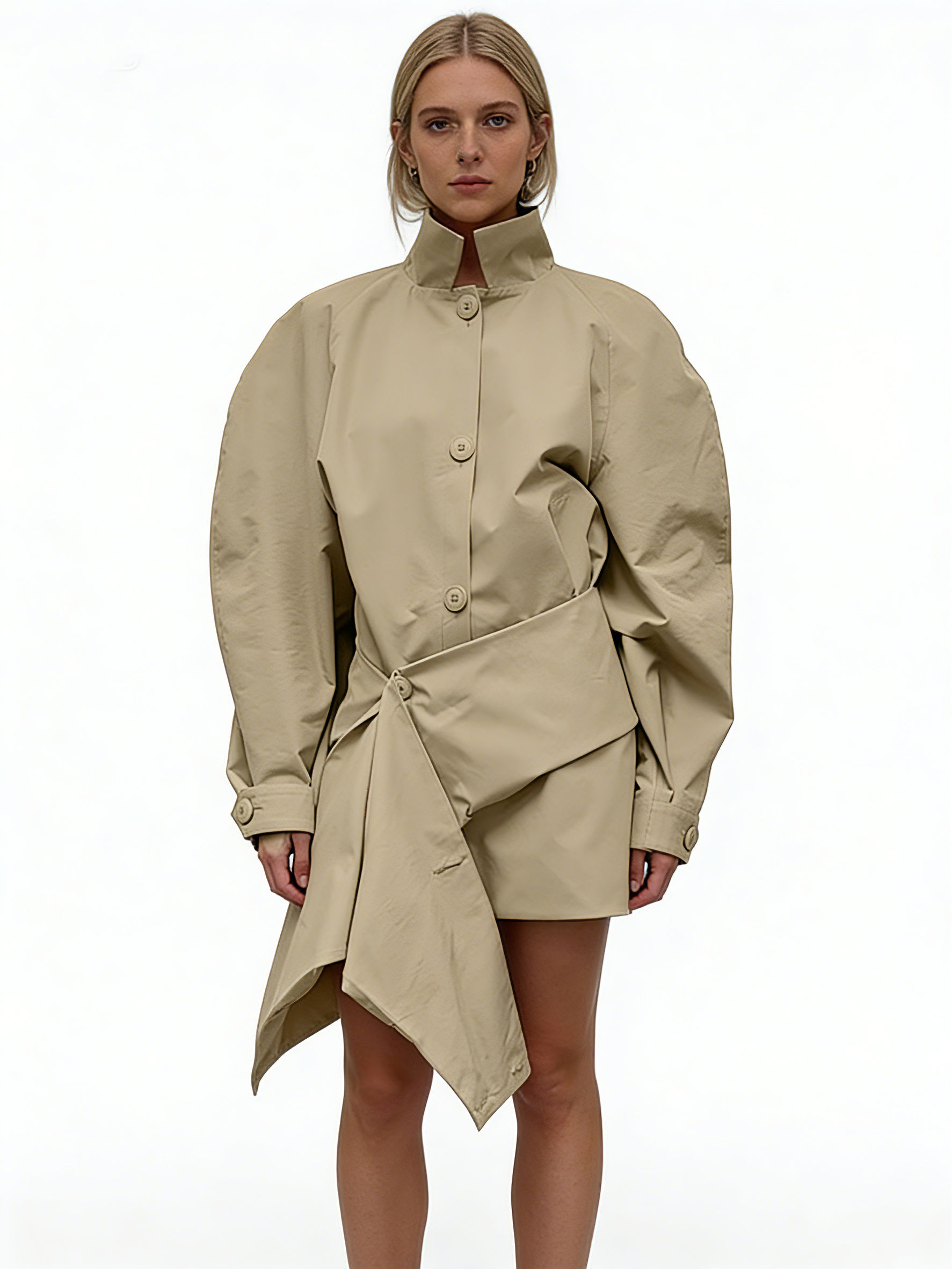 Teotwin Style TWOTWINSTYLE Solid Lapel Top Minimalist Skirt Casual Two Piece Set