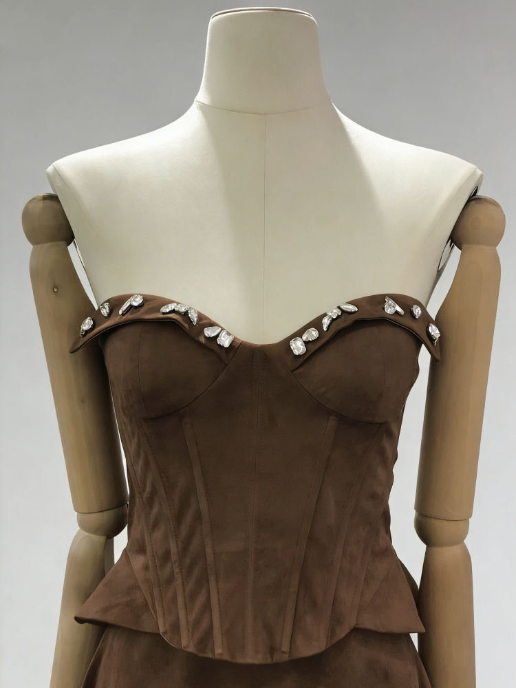 TWOTWINSTYLE Vintage Solid Spliced Diamond Tunic Dress