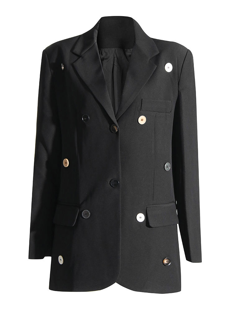 TWOTWINSTYLE Lapel Soild Patchwork Button Temperament Blazers