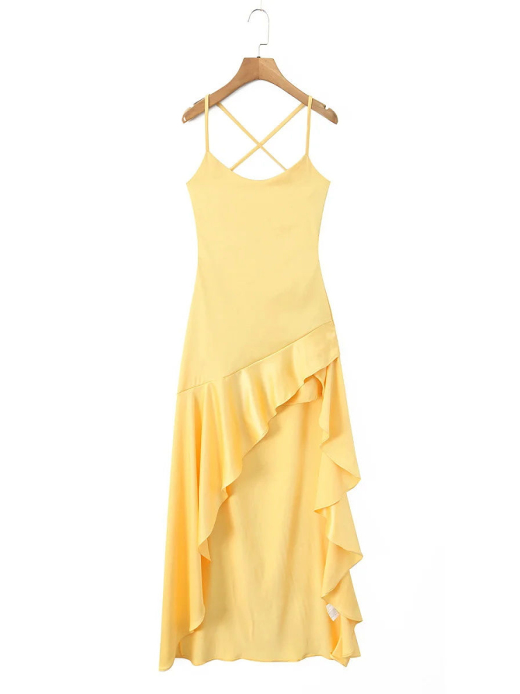 TWOTWINSTYLE Sleeveless Asymmetrical Hem Fashion Dress