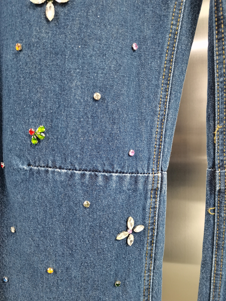 TWOTWINSTYLE Designer Spliced Diamond Casual Denim Pant