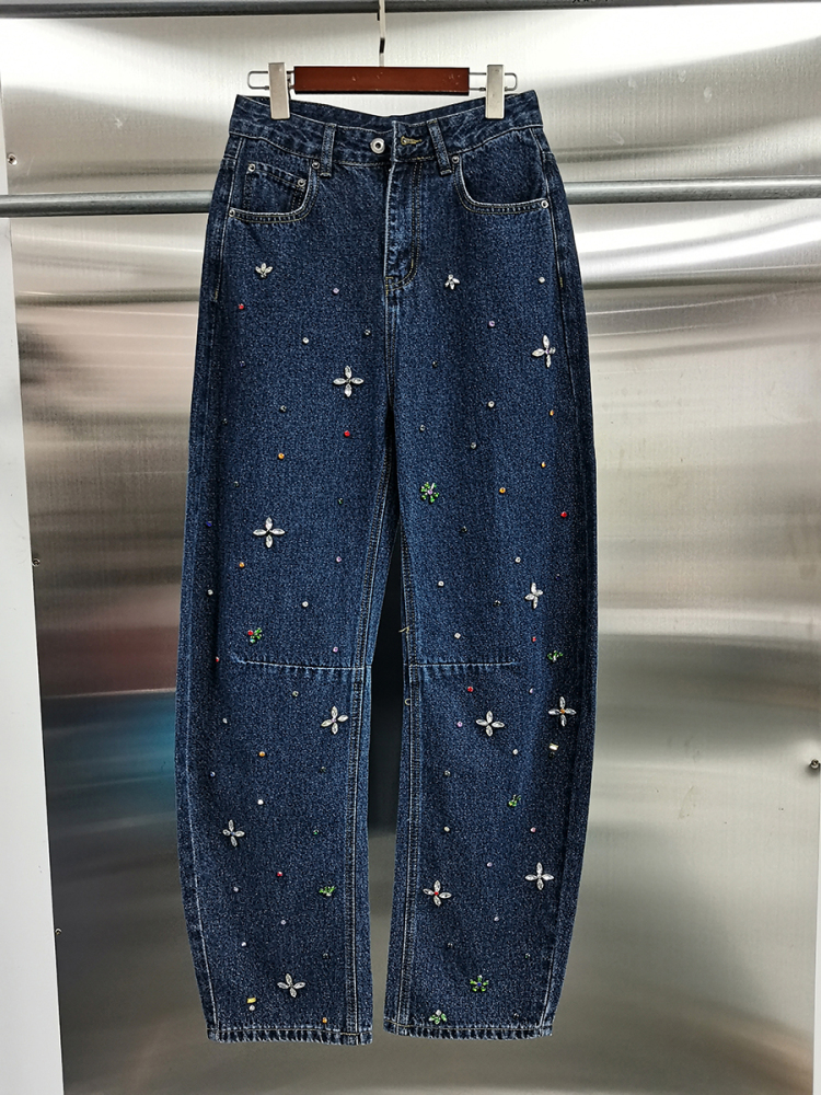 TWOTWINSTYLE Designer Spliced Diamond Casual Denim Pant