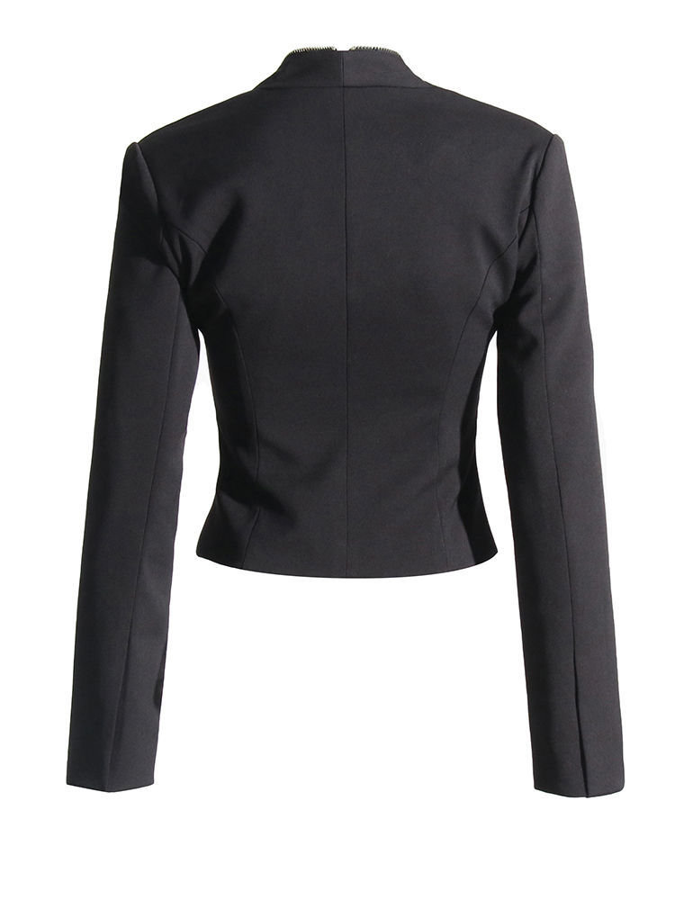 TWOTWINSTYLE Fashion V-Neck Tunic Spliced Zipper Coat
