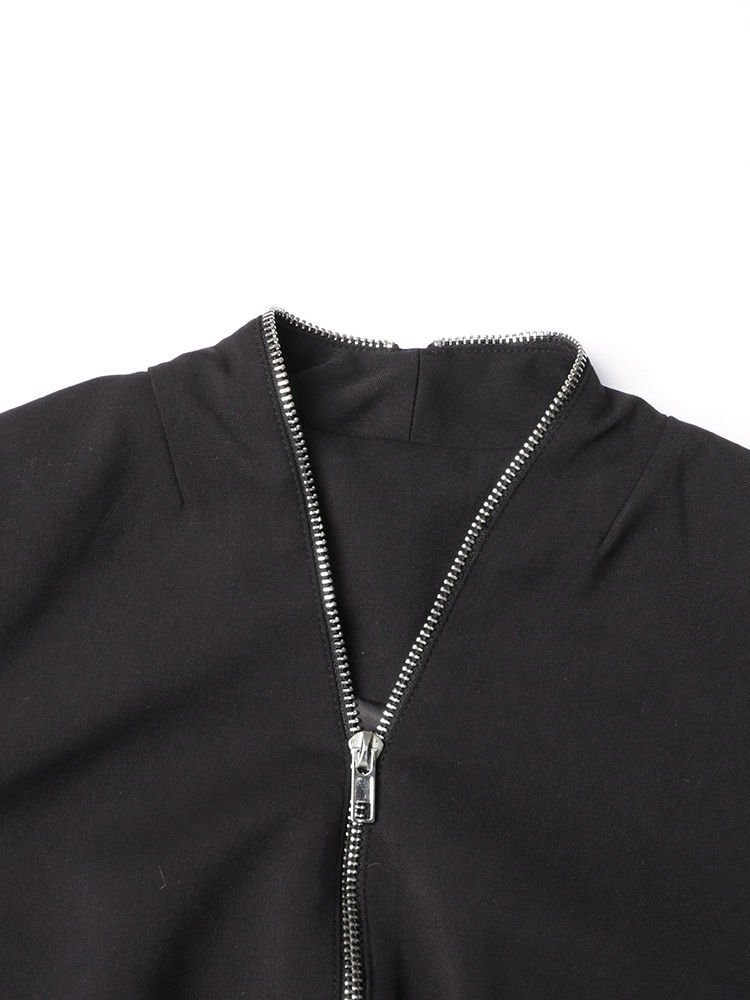TWOTWINSTYLE Fashion V-Neck Tunic Spliced Zipper Coat