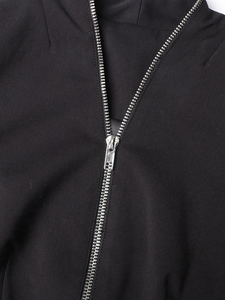 TWOTWINSTYLE Fashion V-Neck Tunic Spliced Zipper Coat