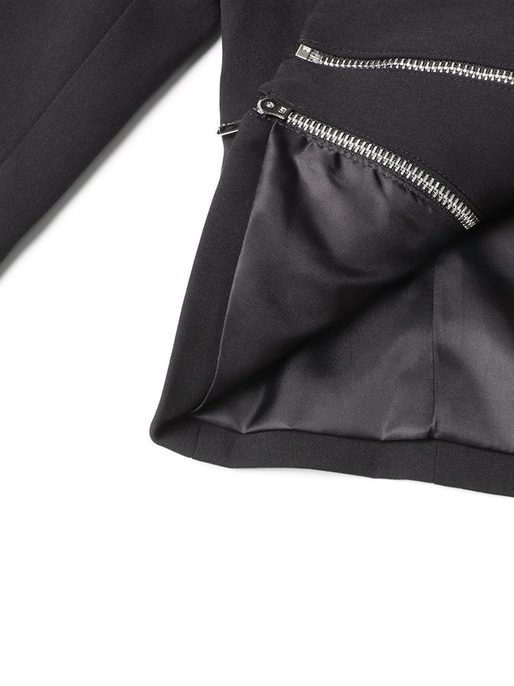 TWOTWINSTYLE Fashion V-Neck Tunic Spliced Zipper Coat