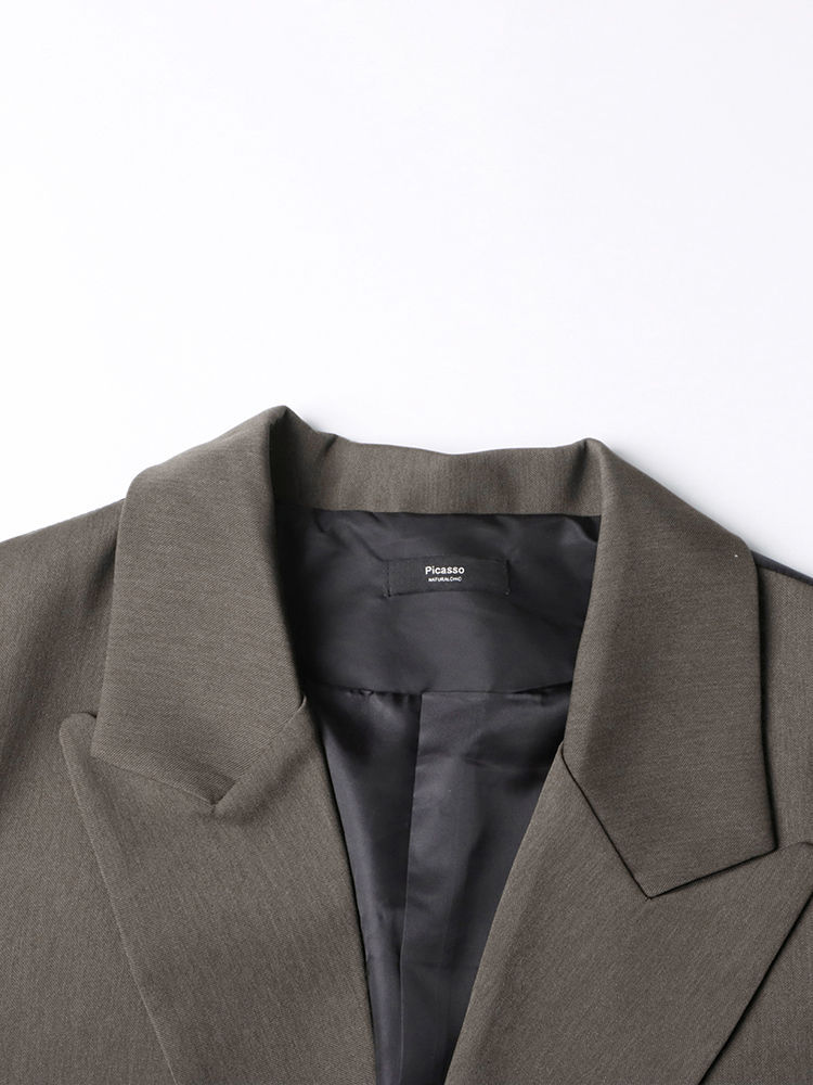 TWOTWINSTYLE Lapel Hit Color Loose Designer Coat