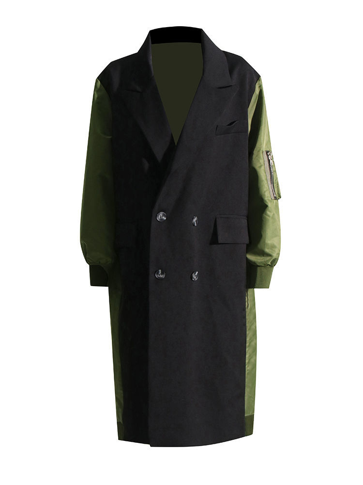 TWOTWINSTYLE Lapel Hit Color Loose Designer Coat