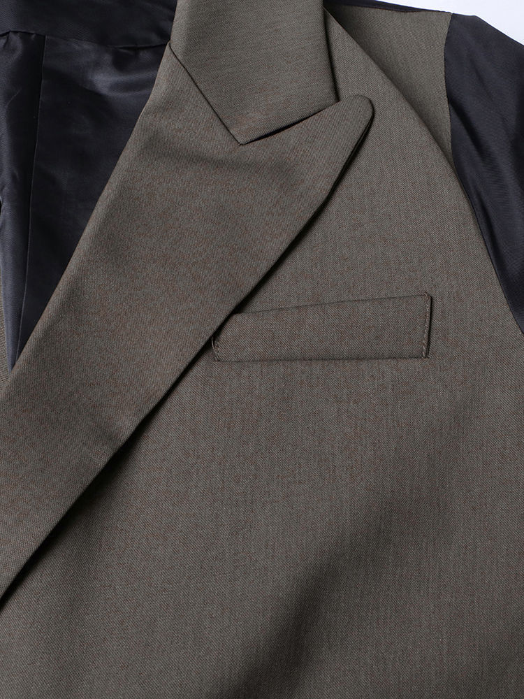 TWOTWINSTYLE Lapel Hit Color Loose Designer Coat