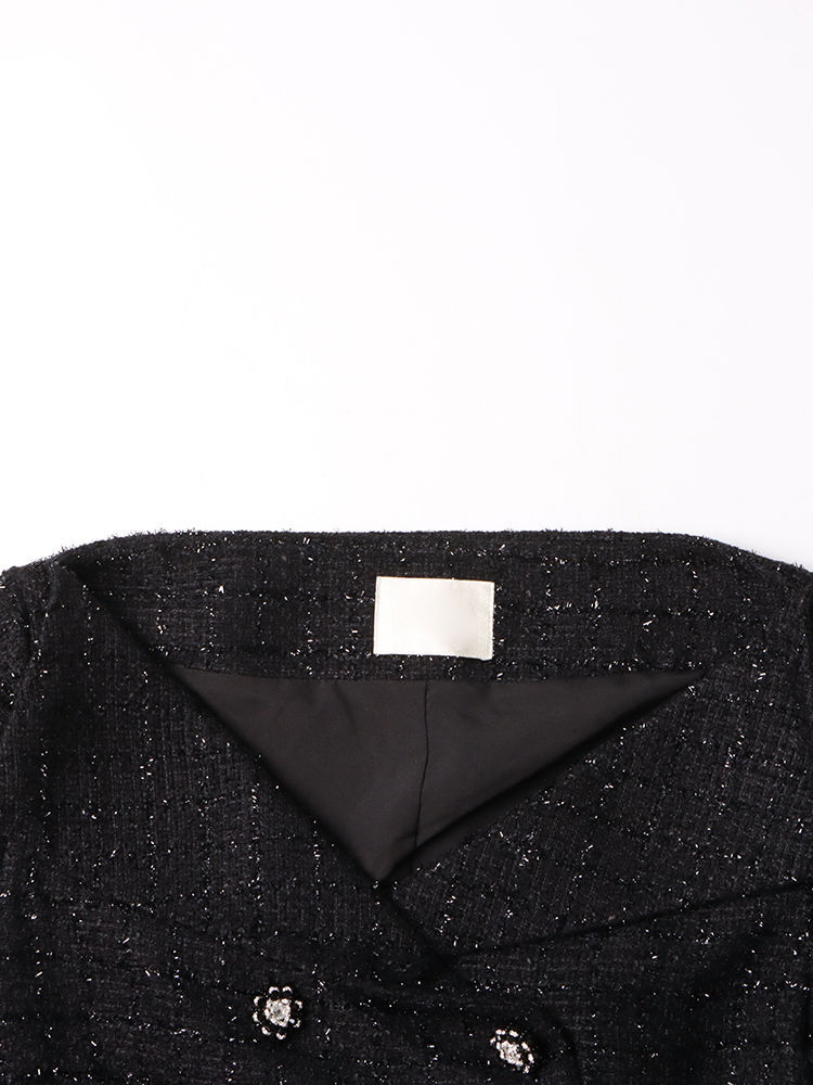 TWOTWINSTYLE Lapel Patchwork Double Breasted High Waist Dress