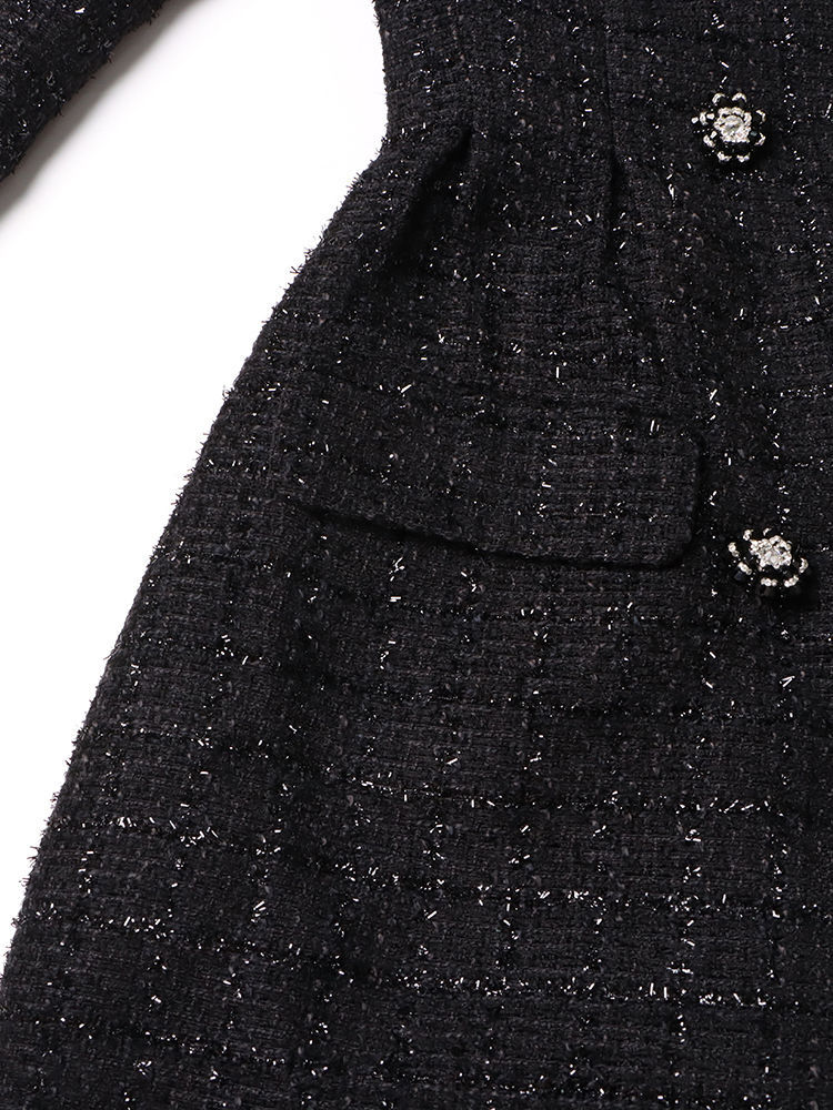TWOTWINSTYLE Lapel Patchwork Double Breasted High Waist Dress