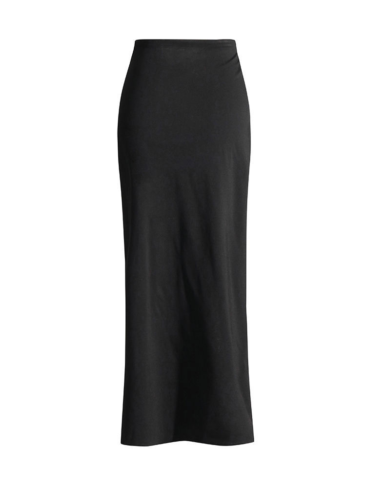 TWOTWINSTYLE Round Neck Tunic Top Side Split Solid Chic Skirt Two Piece Set