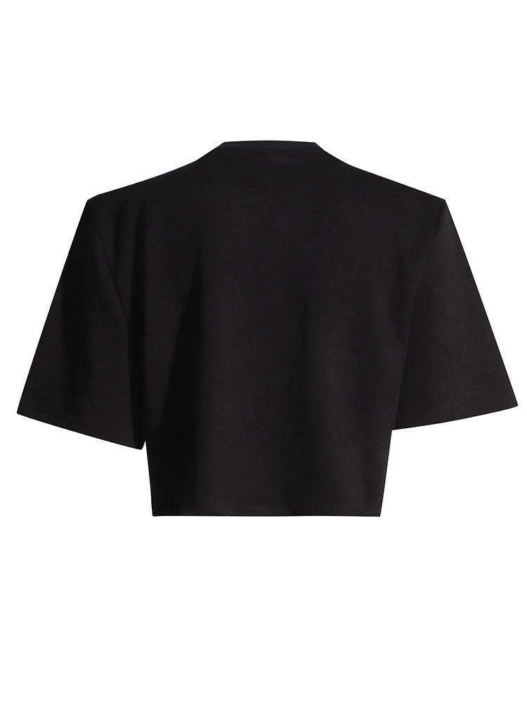 TWOTWINSTYLE Solid Spliced Diamond Chic Crop Top