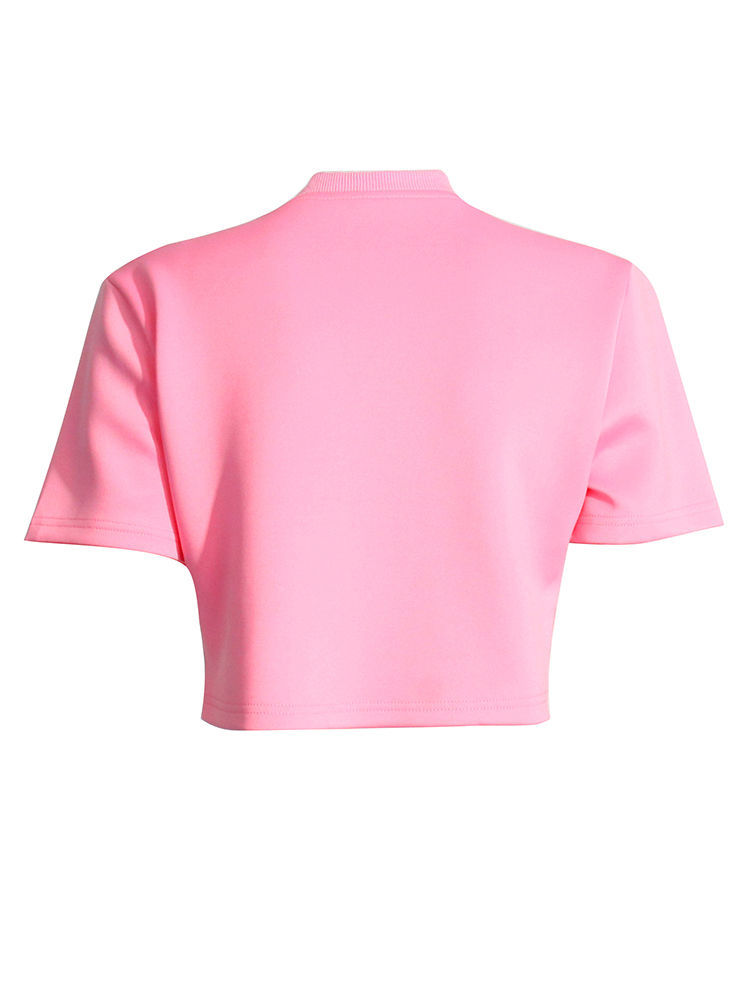 TWOTWINSTYLE Solid Spliced Diamond Chic Crop Top