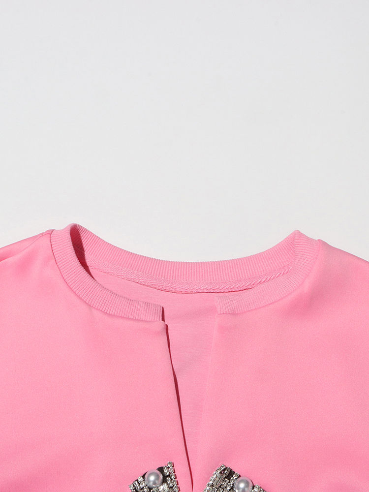 TWOTWINSTYLE Solid Spliced Diamond Chic Crop Top