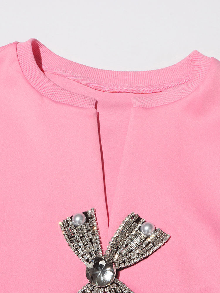 TWOTWINSTYLE Solid Spliced Diamond Chic Crop Top