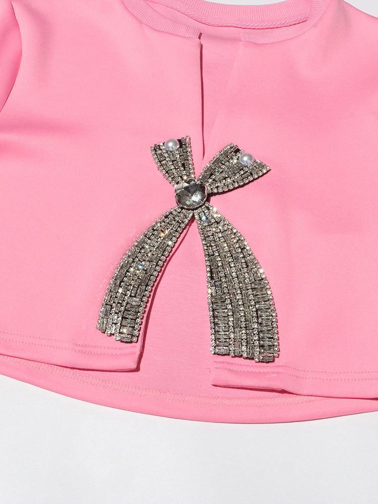 TWOTWINSTYLE Solid Spliced Diamond Chic Crop Top